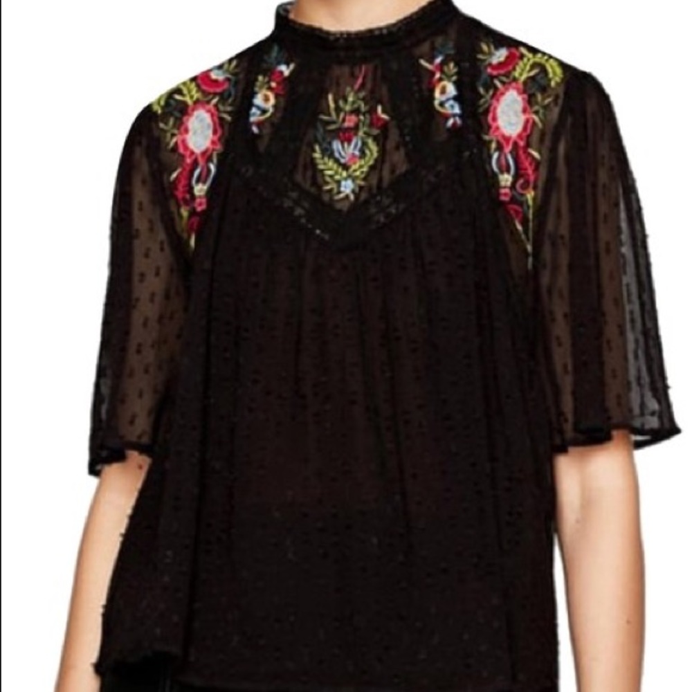 Zara Sheer Flouncy Blouse *Brand New*